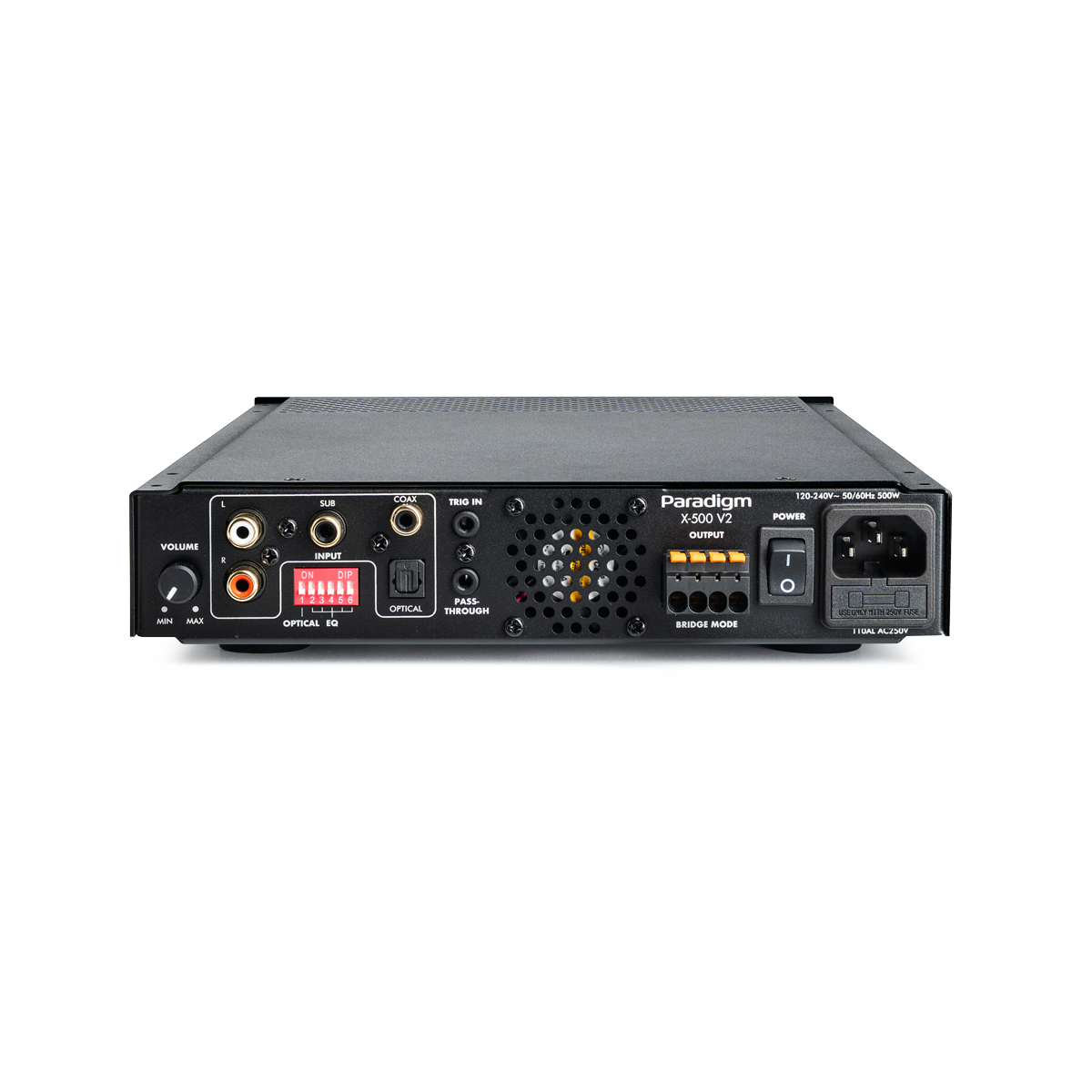 Złącza Paradigm X-500 v.2 Black Paradigm X-500 v.2 Black – panel tylny i złącza